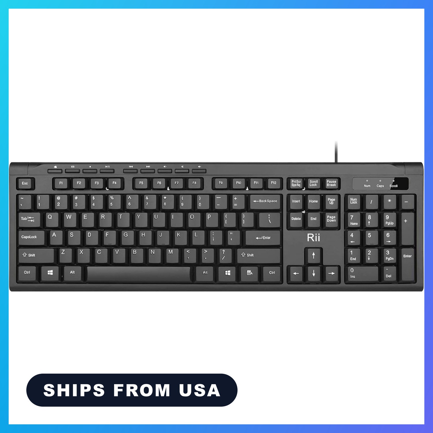 RK907 Ultra-Slim Compact USB Wired Keyboard for MAC and PC-Black(1PCS)
