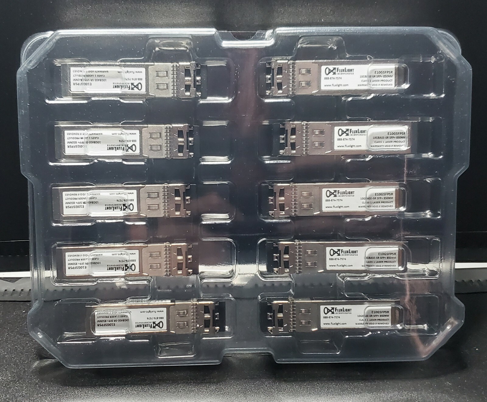 10 Pack FluxLight Intel Compatible E10GSFPSR 10GBase-SR Optical Transceiver
