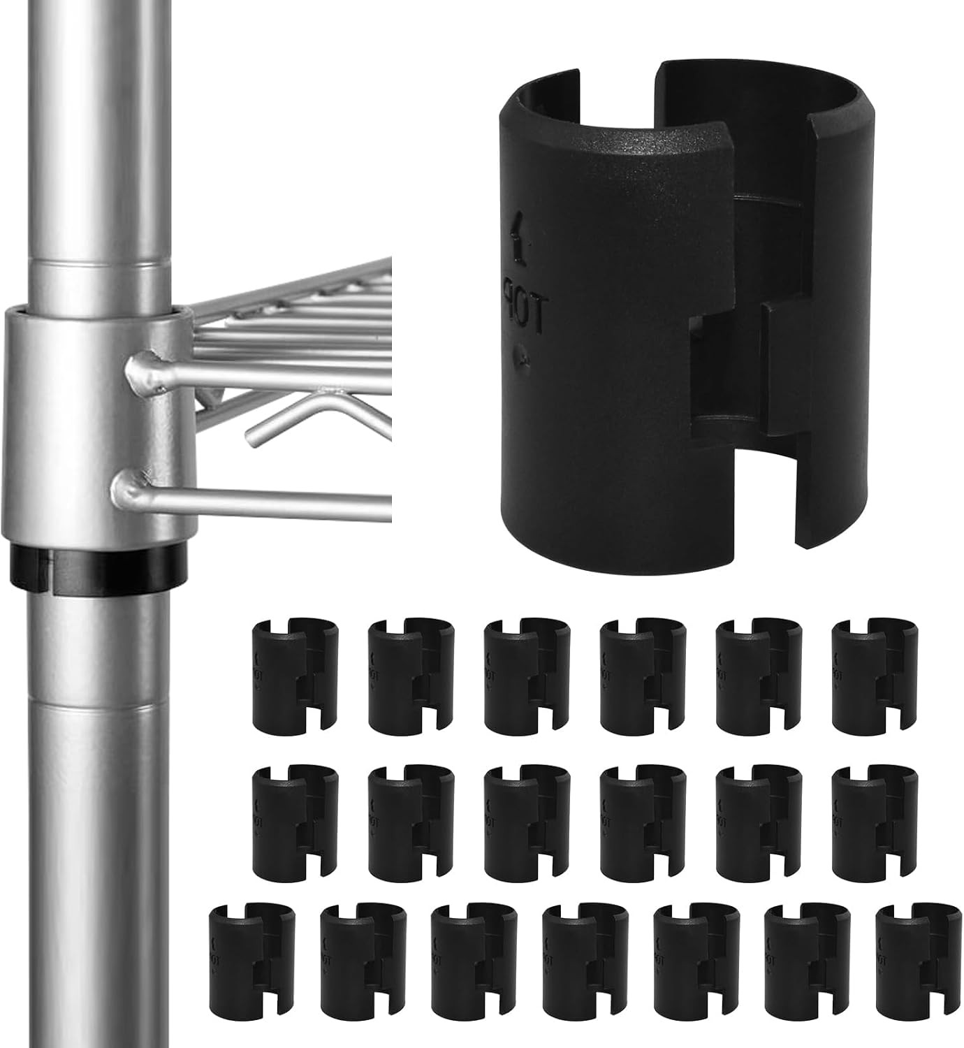 40 Pcs Wire Shelf Clips for 1 Inch Post | 20 Pairs Black Plastic
