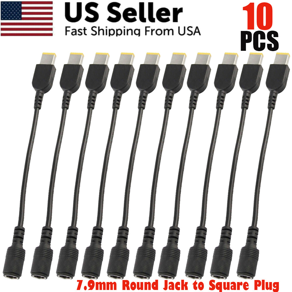10x Round 7.9*5.5mm Jack to Square Plug Adapter for IBM Lenovo Laptop Notebook