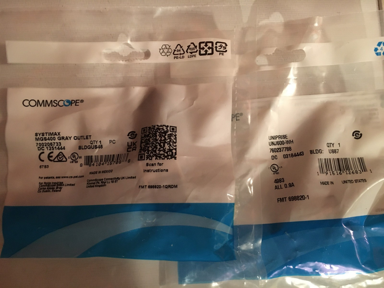 Commscope MGS400 GRAY GigaSpeed Cat6  Modular  (8) and UNJ600-WH (7)