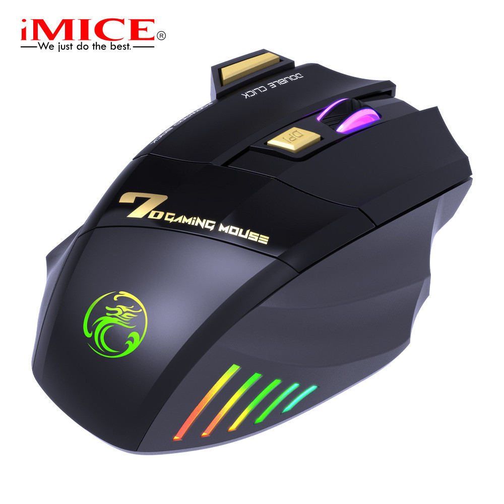 Wireless Gaming Mouse USB IMICE GW-X7 3200DPI Dual Mode Rechargeable 7 Keys 2.4G