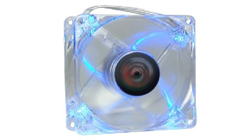 New Logisys - 3" x 3" (80mm)  4-Blue LED Case Fan w/3Pin & 4Pin Connectors/Clear