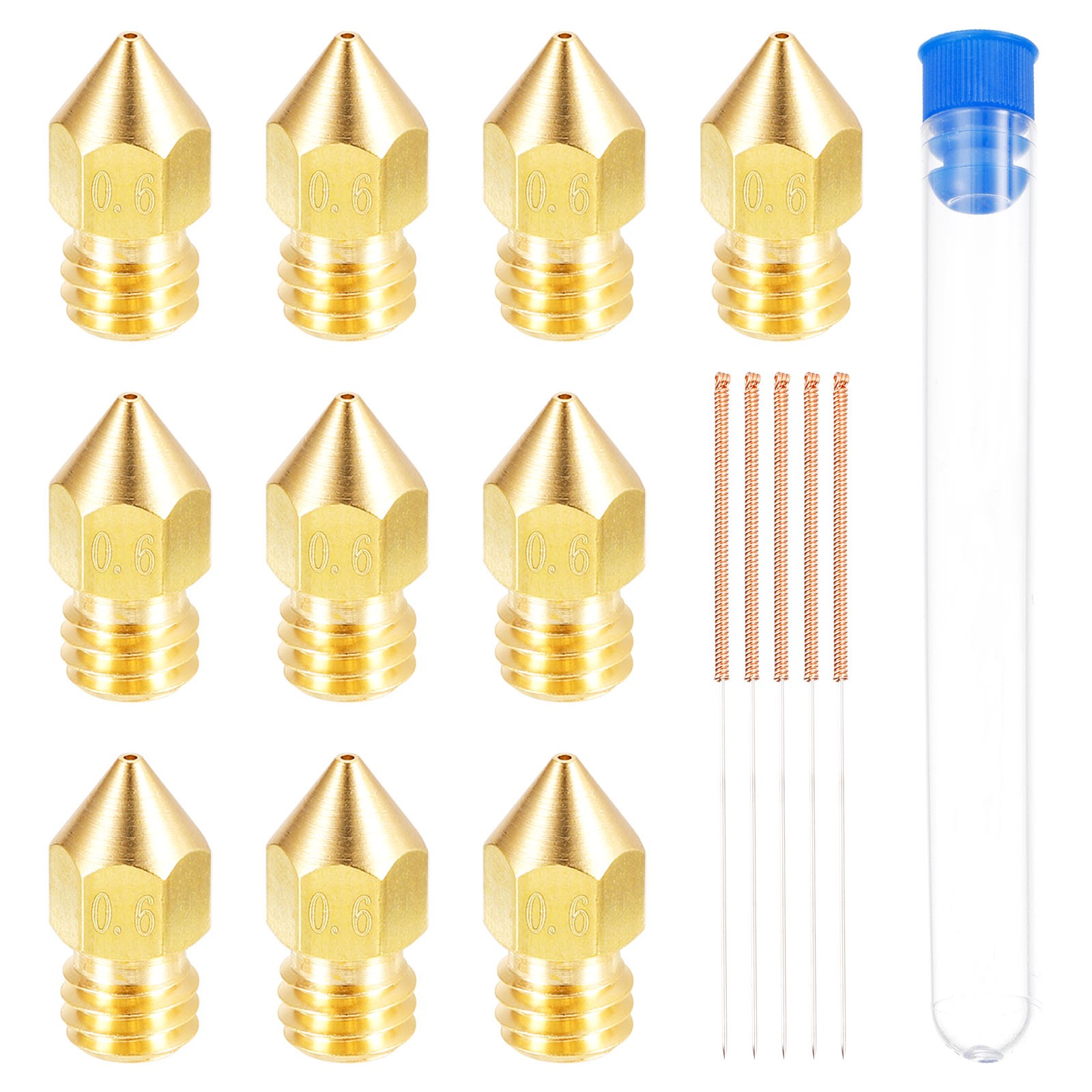 10Pcs 0.6mm 3D Printer Extruder Nozzles Head for 1.75mm Extruder Print, Brass