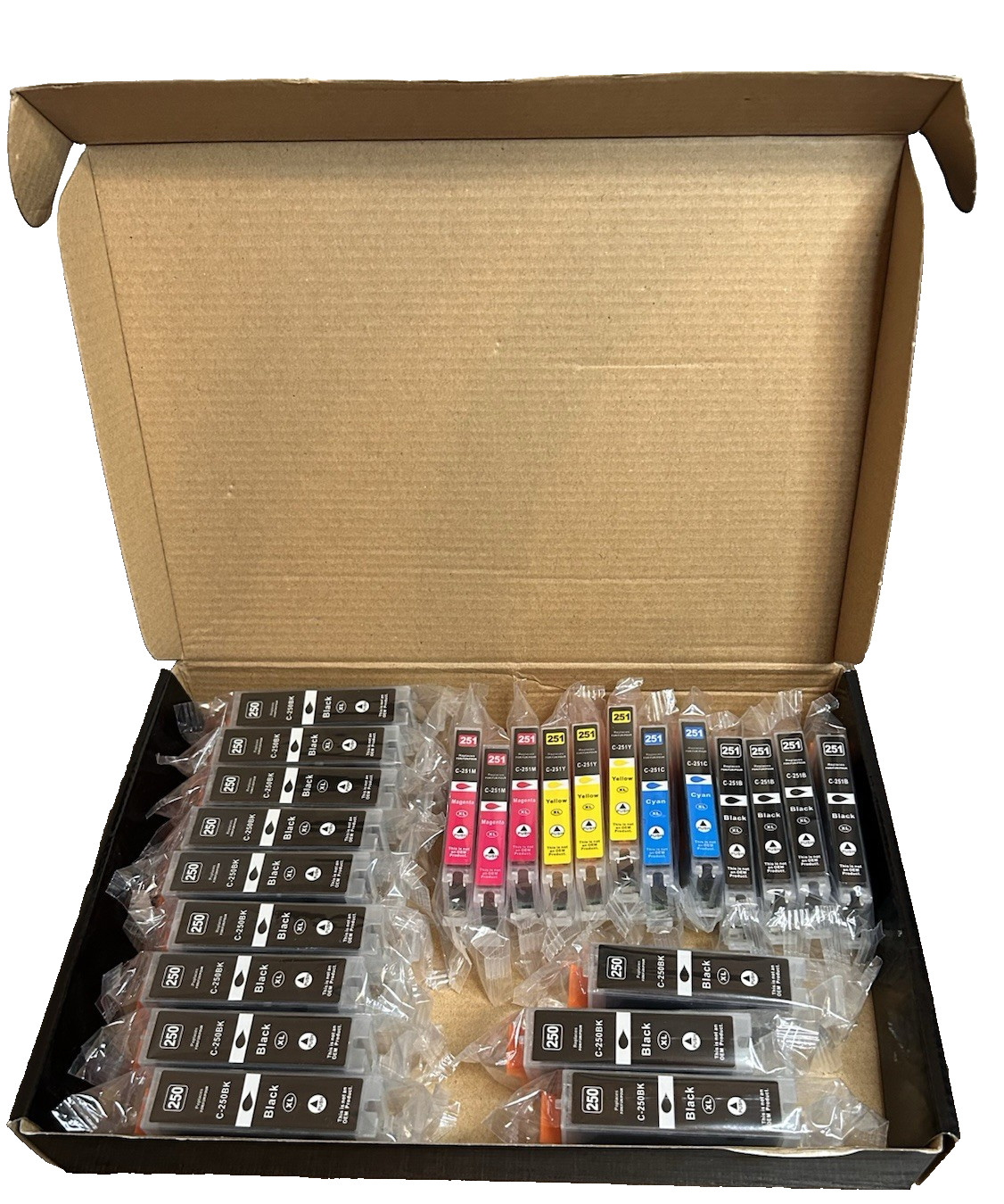 Lot of 24 Canon Compatible Replacement Ink Cartridges New Open Box Multi-Color
