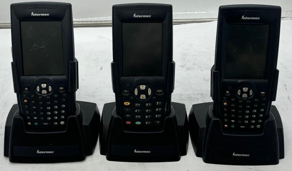Lot of 3 Intermec 700C Scanner w/Trigger Accessory and Charging Cradle
