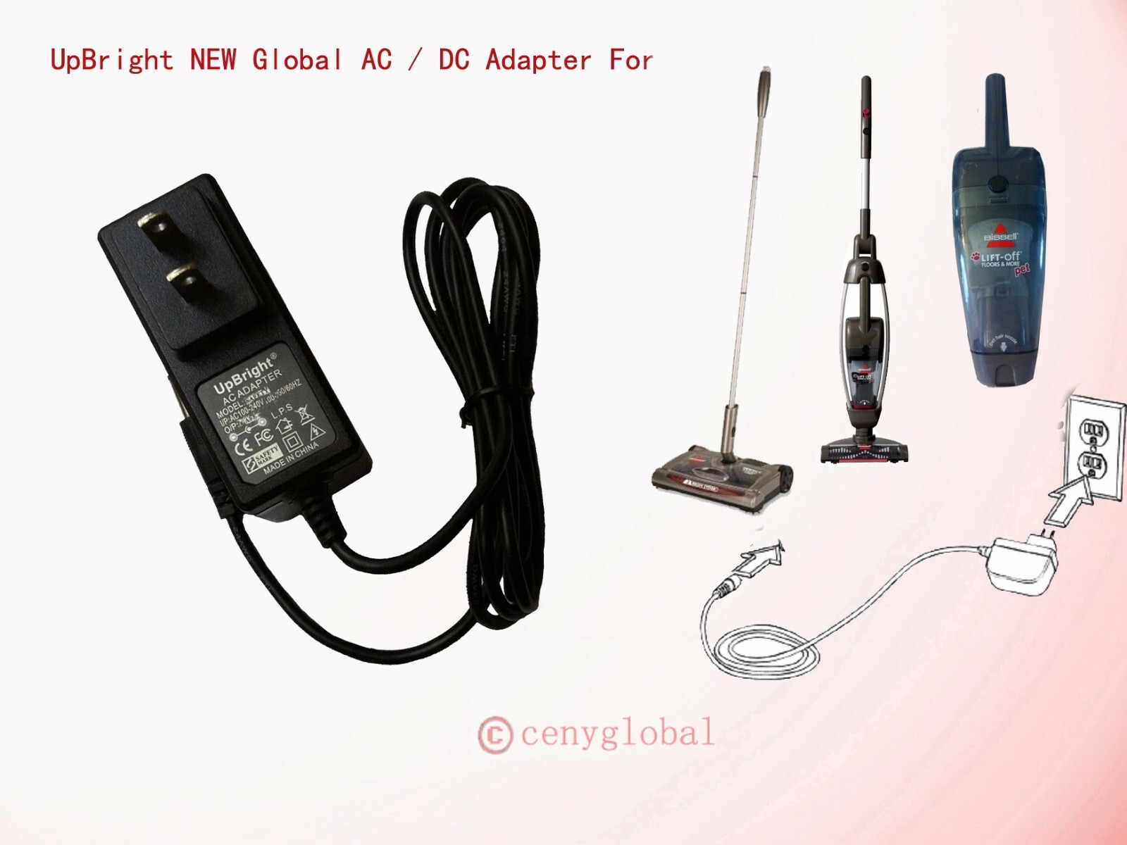 AC Adapter For Bissell Turbo Replacement Cordless Floor Sweeper Lift-Off Vacuum