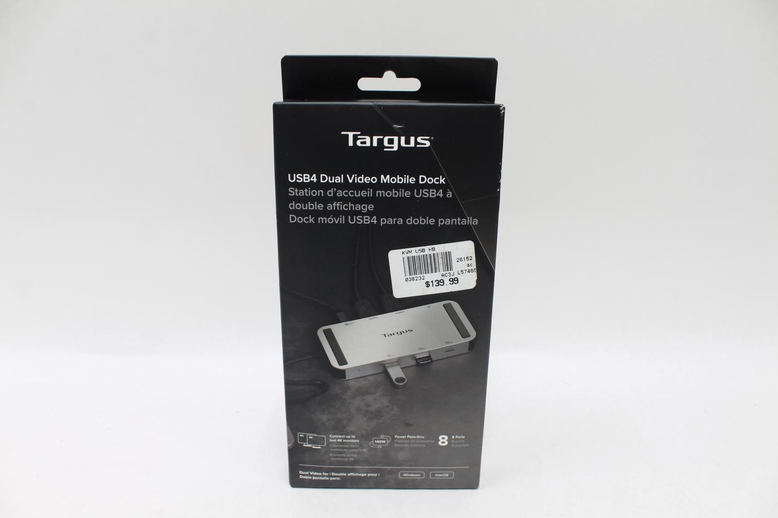 Targus 140W USB4 Dual Video Mobile Dock, DOCK429GL