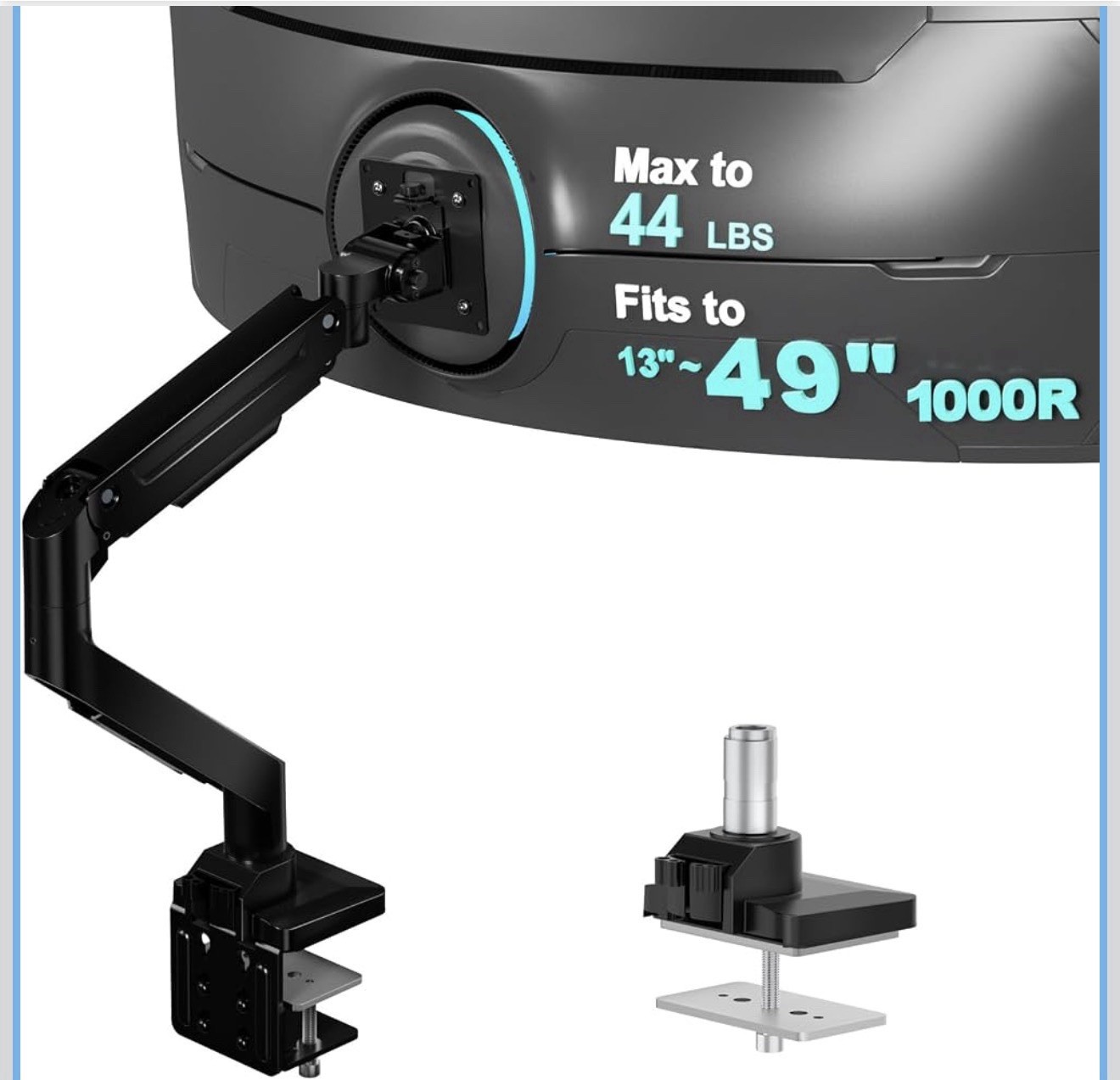 WALI Heavy Duty Single Monitor Arm for 13-49 Inch Flat Curved Ultrawide Screens,