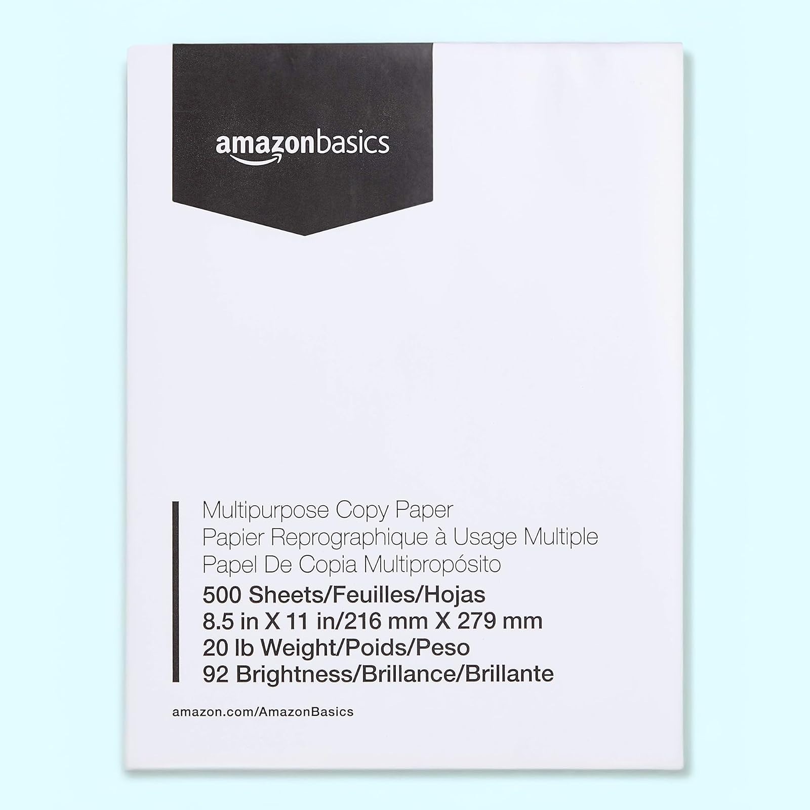 Amazon Basics Multipurpose Copy Printer Paper 8.5x11 Letter 20 lb Bright White