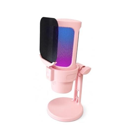 Pink Gaming Microphone - USB Mic for Podcasts & Videos - Condenser Mic