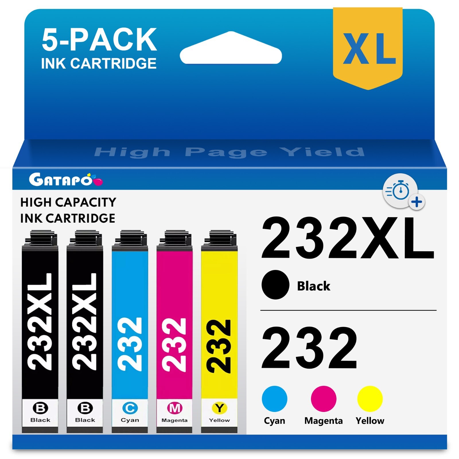 5 Pack T232 232 XL Compatible Ink Cartridge for XP 4200 4205 WF2930 2950