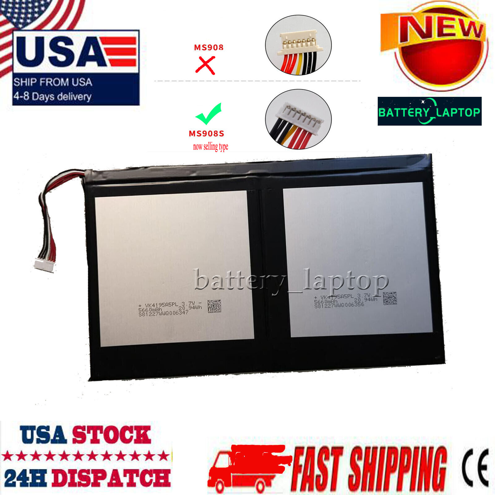 MLP4395B2 Battery For Autel MaxiSys MS908S MS908S PRO 3.7V 15000mAh US
