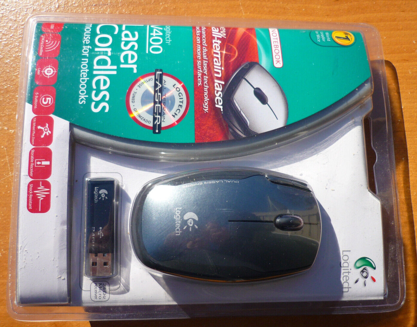 Logitech V400 Laser Cordless Notebook Mouse Metallic Grey - NEW/SEALED