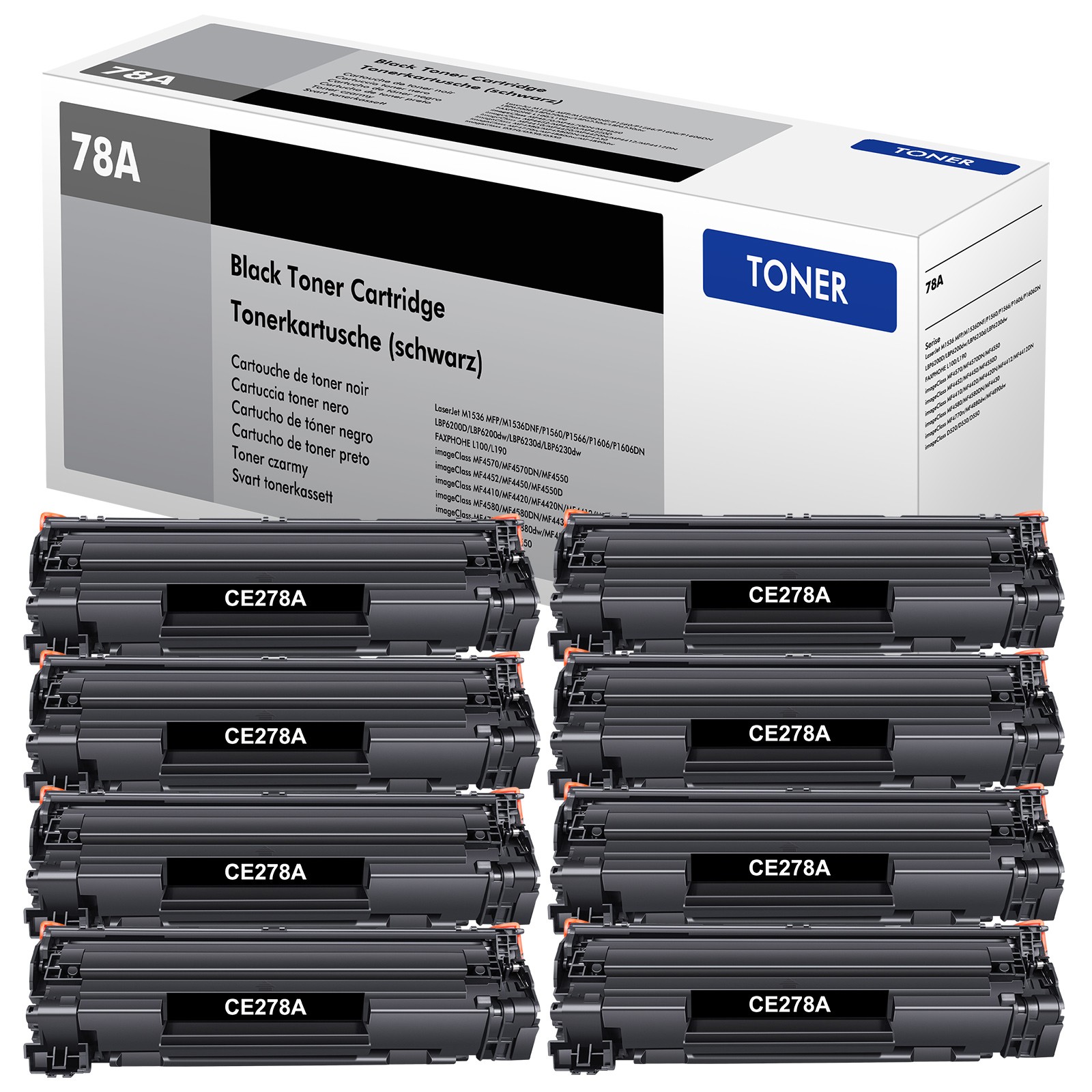 8 Pack CE278A Black Toner Cartridges For HP LaserJet Pro M1536D M1536DN M1536DNF