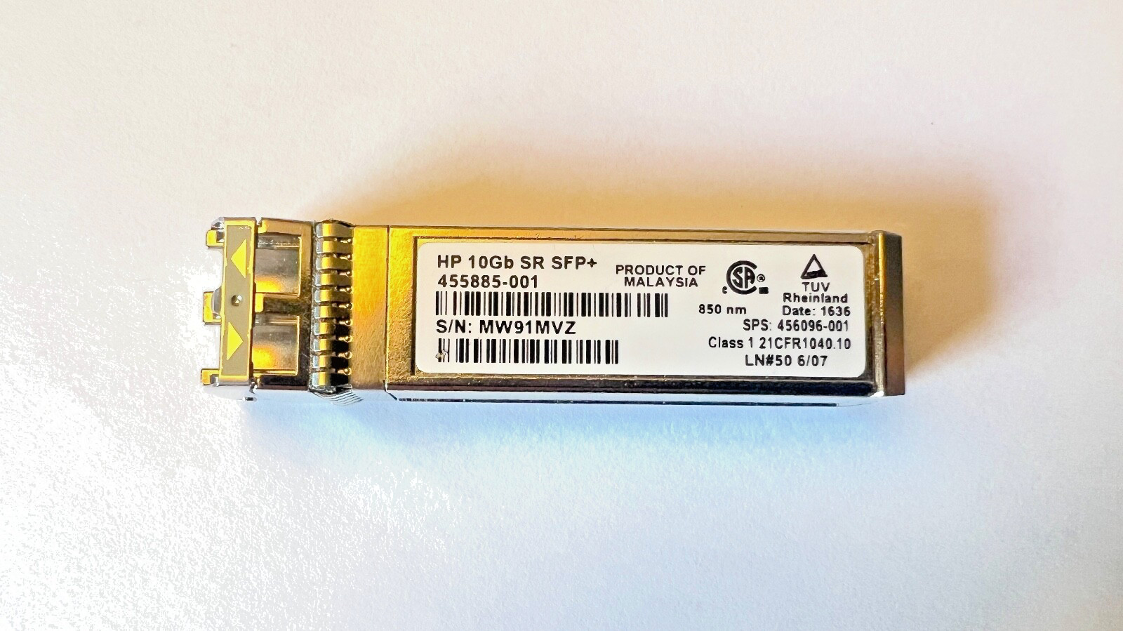 Hewlett Packard 10Gb SR SFP+ Optical Network Transceiver LC