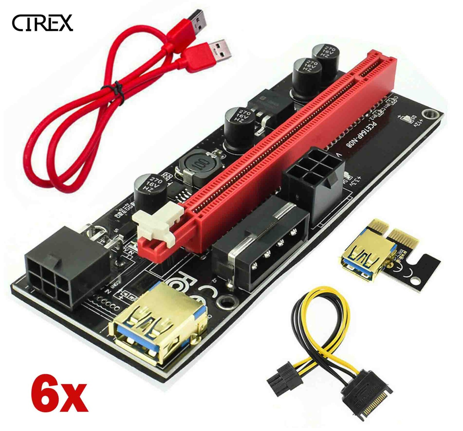 VER009S PCI-E Riser Card PCIe 1x to 16x USB3.0 Data Cable Mining 6/12/24
