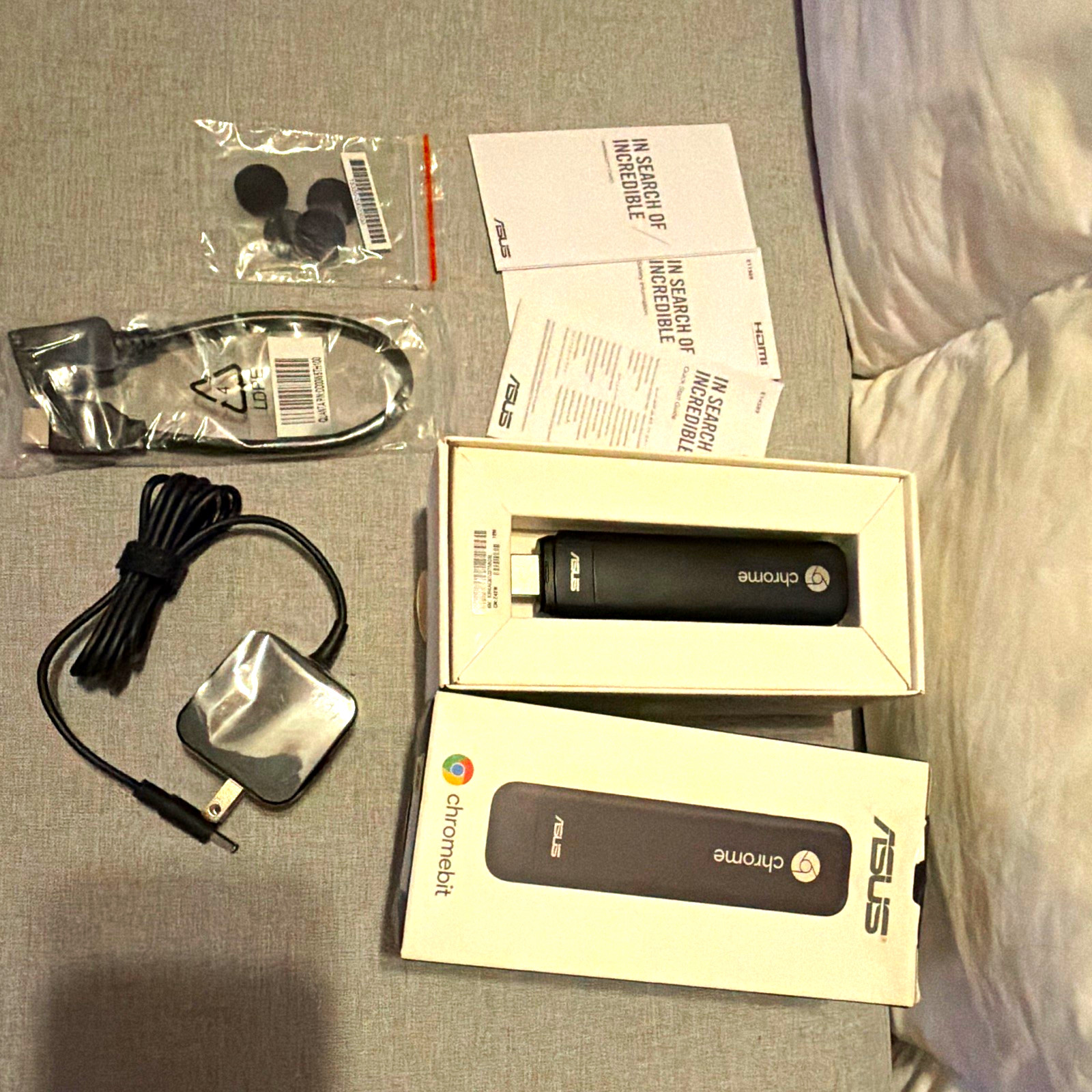 ASUS Chromebit CS10 Chrome OS HDMI Stick PC w/ Power Adapter HDMI Ext USB Cable