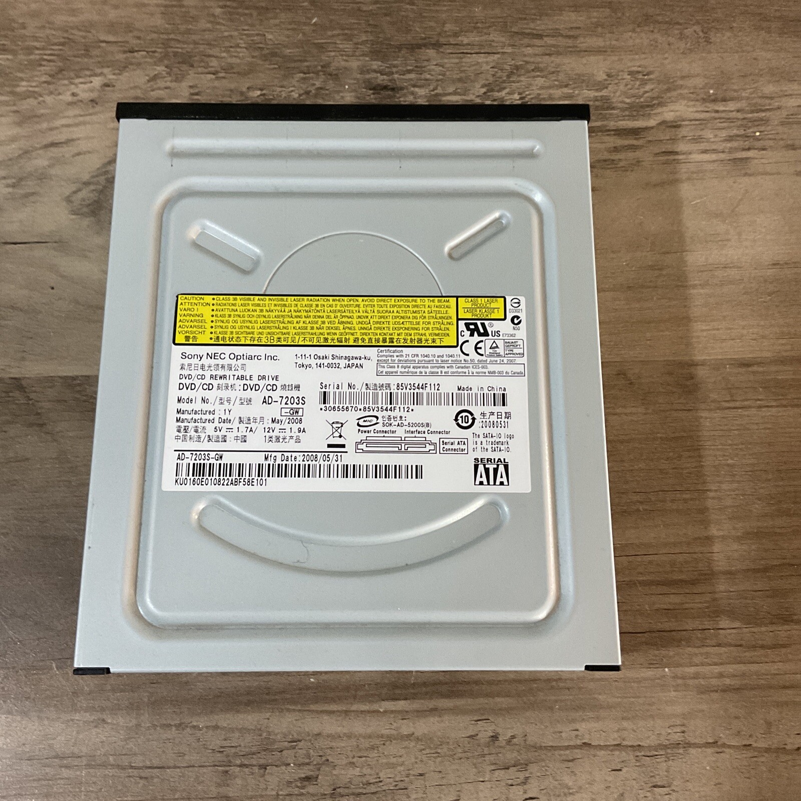 Sony NEC Optiarc AD-7203S DVD/CD-RW Rewritable SATA Optical Drive