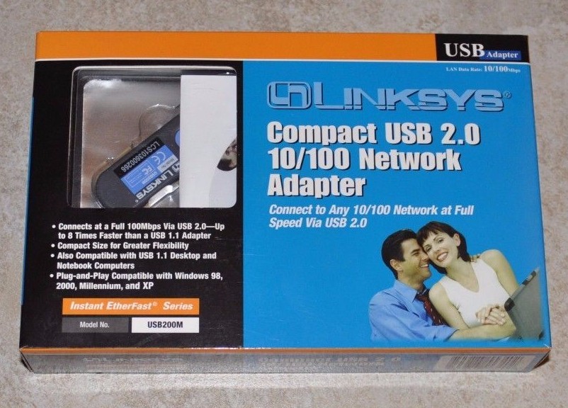 LINKSYS USB200M Compact USB 2.0 10/100 Network Adapter - USB to RJ45 Ethernet