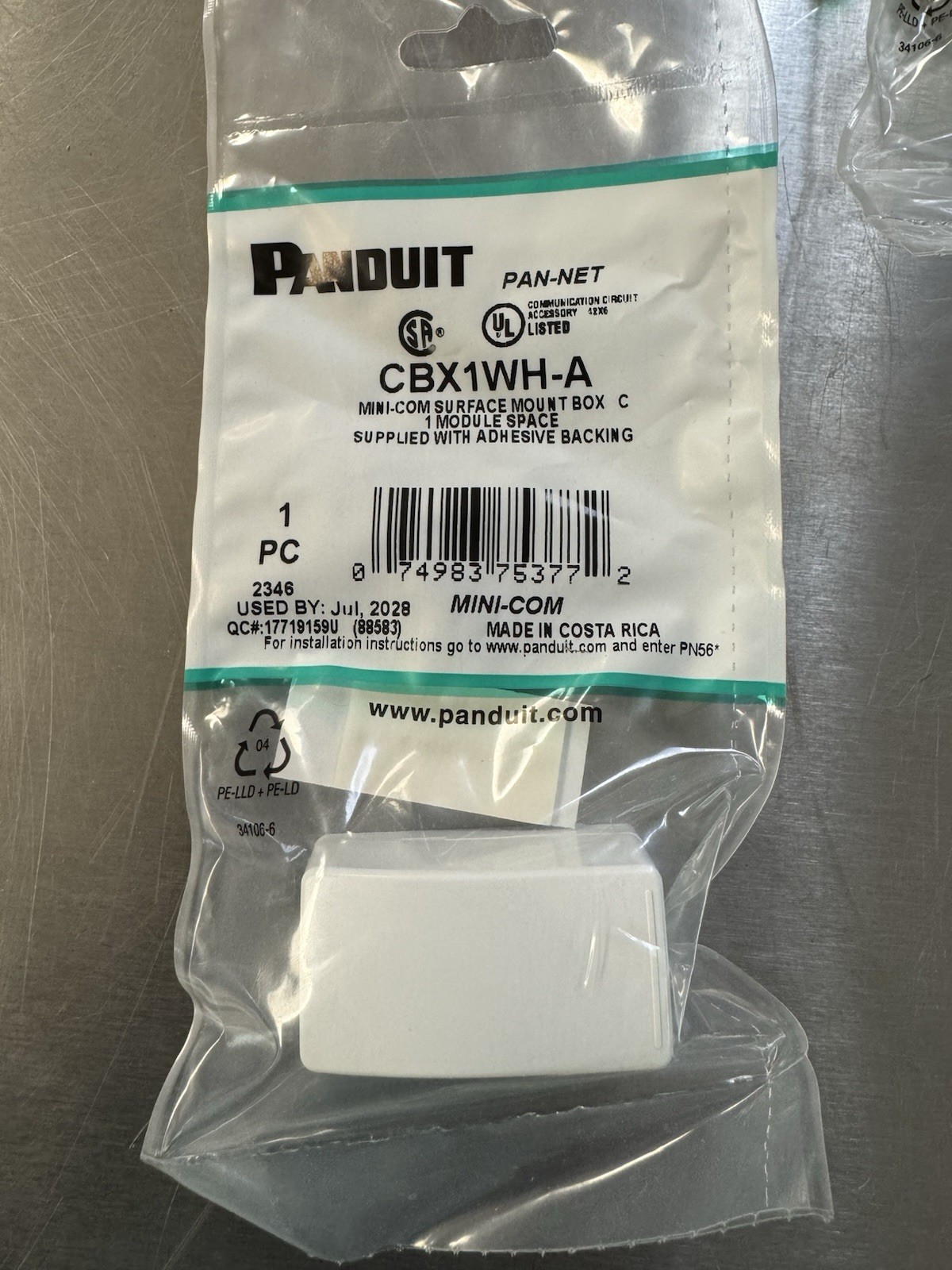 Panduit CBX1WH-A Low Voltage RJ45 Plenum Data Cable Surface Mount Network Box