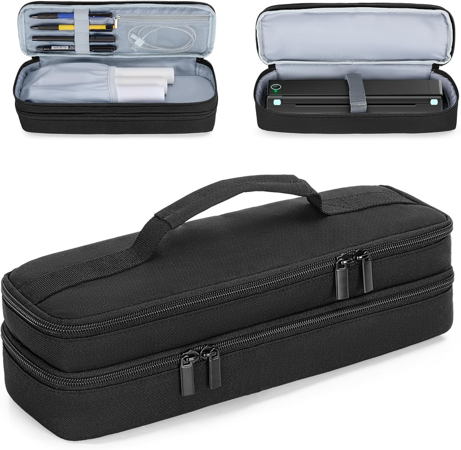 Portable Printer Case Double-Layers Mobile Printer Storage Bag for Papers