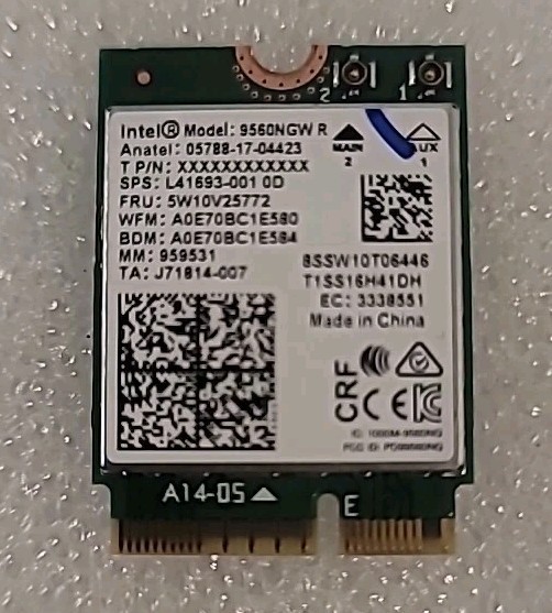 01AX768 Intel 9560NGW R Wireless-AC 9560 802.11AC WLAN PCI-Express 5.1 WiFi
