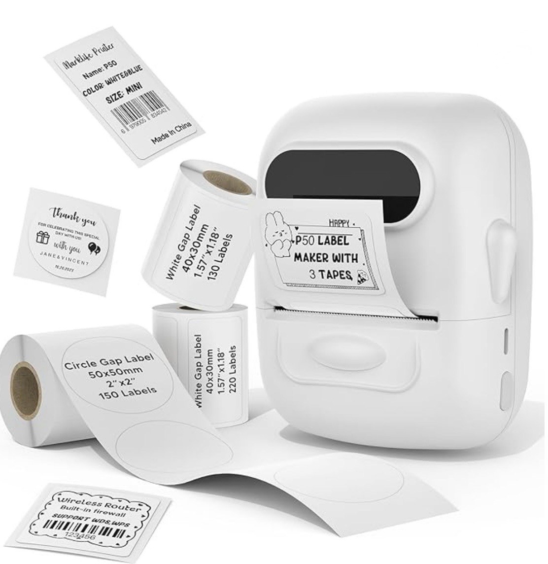 MARKLIFE P50 THERMAL LABEL PRINTER PORTABLE RECHARGEABLE WIRELESS ANDROID/APPLE