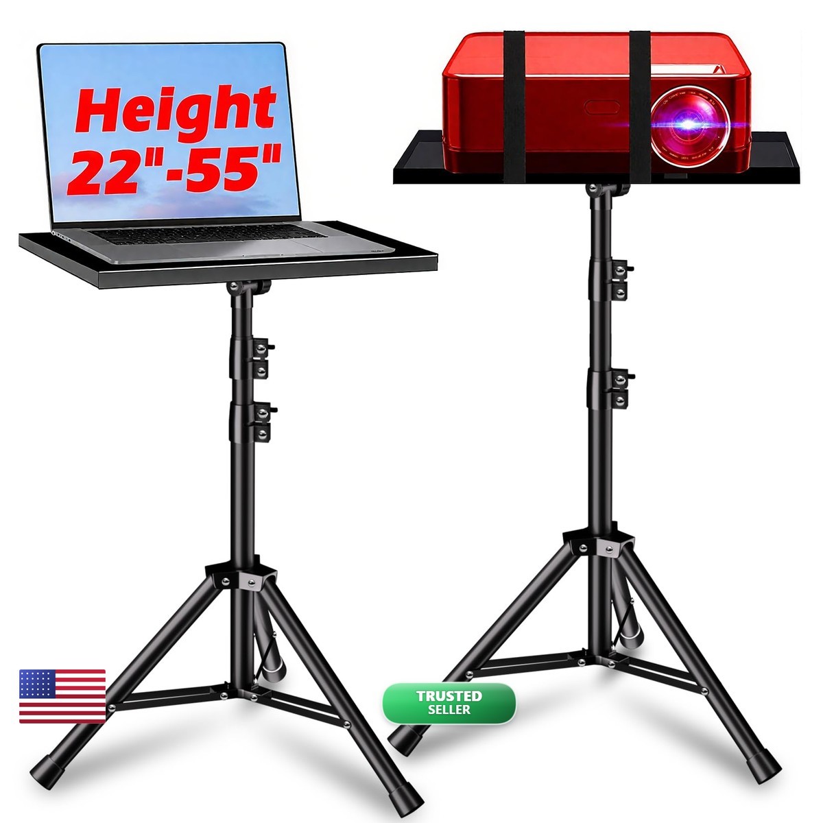 REHOSEUP Projector Stand 33LB 22-55in Height Adjustable for Projector/Laptop/DJ