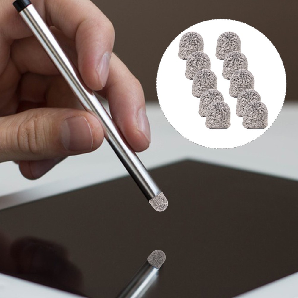10Pcs Durable Mesh Fiber Stylus Pen Tips Replacement Capacitive Grey