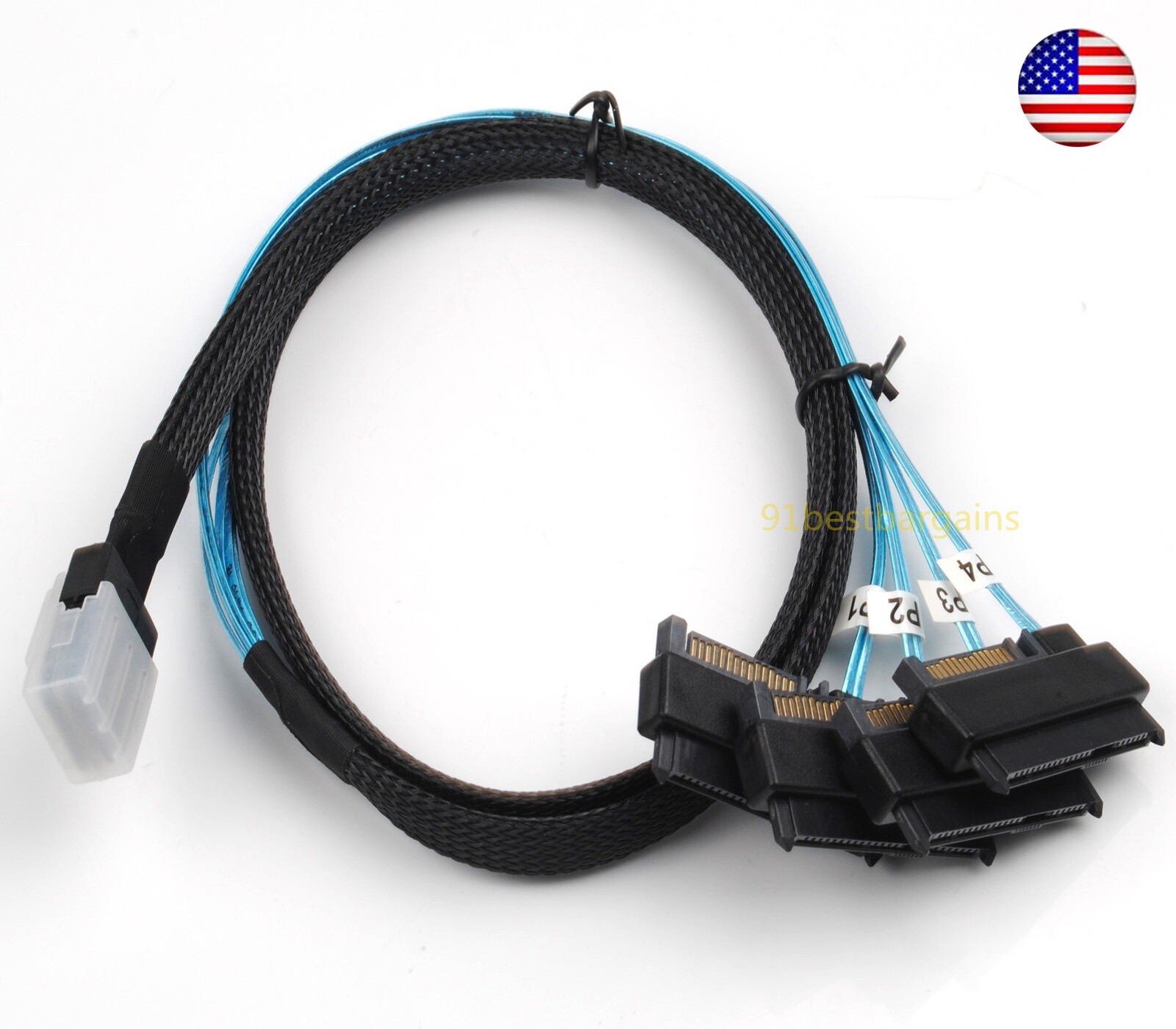 Mini SAS SFF-8087 To 4 SAS SFF-8482 Hard Drive Forward Breakout Cable RAID HBA