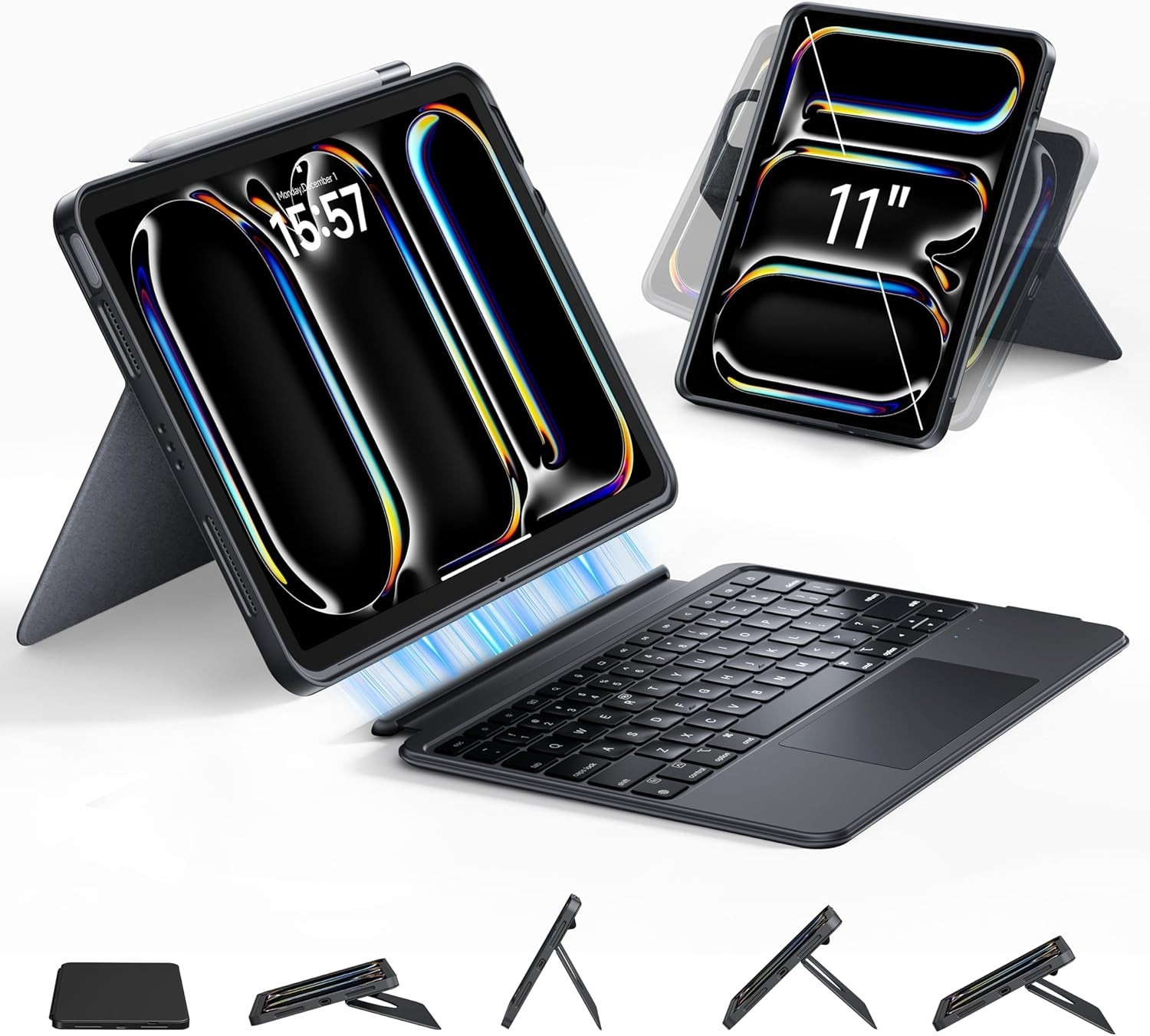 iPad Pro 11” 2025 M5/M4 Keyboard Case Rotating Detachable Backlit Trackpad