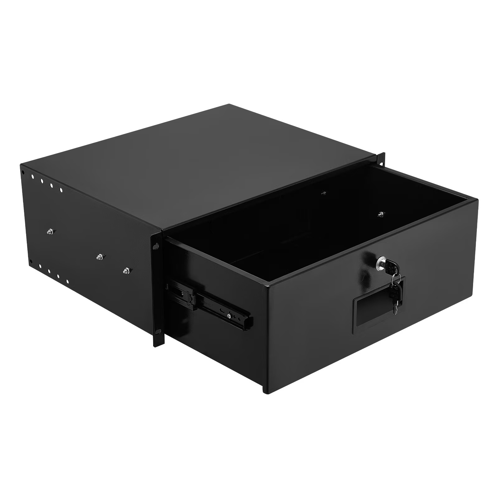 4U Rack Mount Drawer, 50 lbs Capa, Lockable Sliding Drawer w/ Cable Management