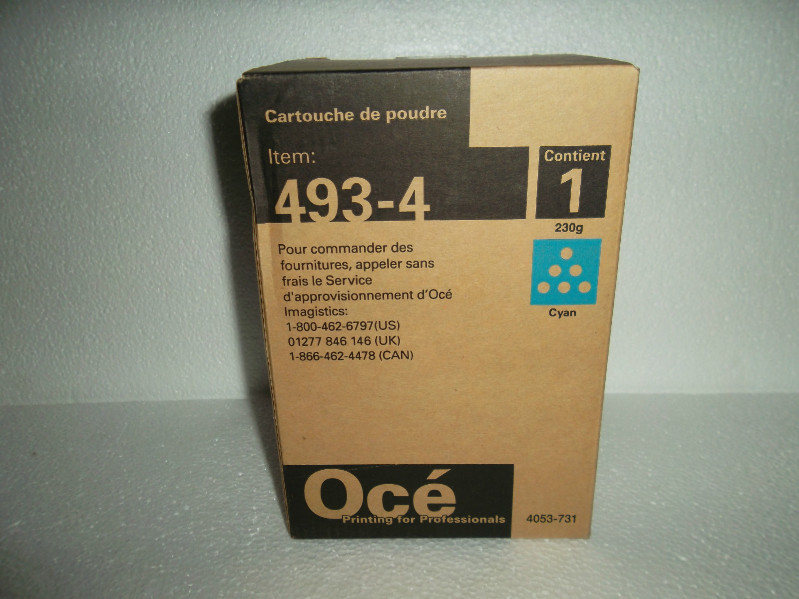 OCE Cyan Toner Cartridge 11.5K Pages for cmM4520 cmM3520 cm4525 cm3525 493-4 NEW