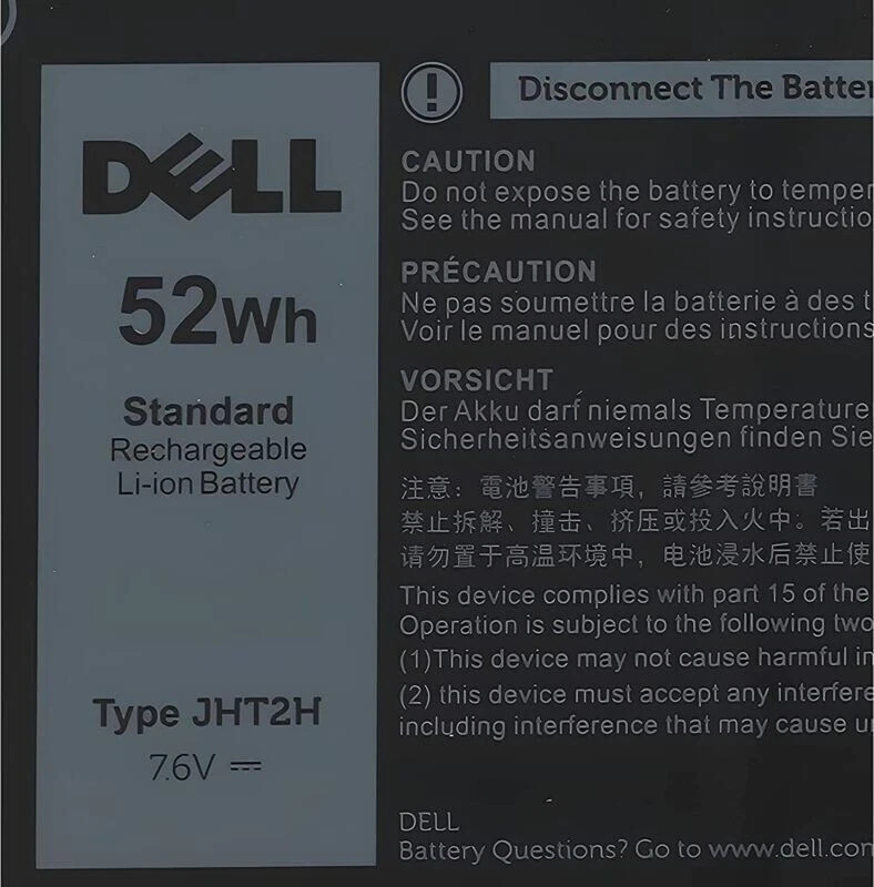 OEM Genuine Dell Battery 52Wh JHT2H For Latitude 7410 7310 2-in-1 04V5X2  0HRGYV