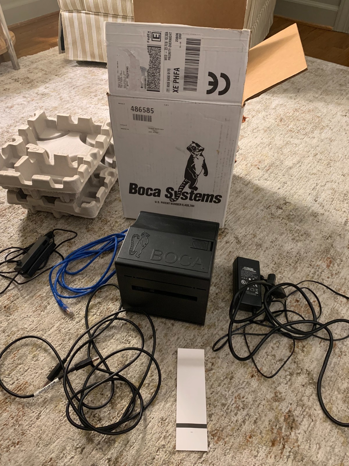 Boca Lemur-C 300dpi USB/Serial Thermal Ticket Printer Tear Bar No Cutter Tested