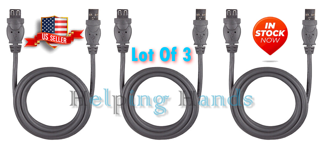 3 NEW Belkin USB A/A Extension Cable USB Type-A Female and USB Type-A Male - 6ft