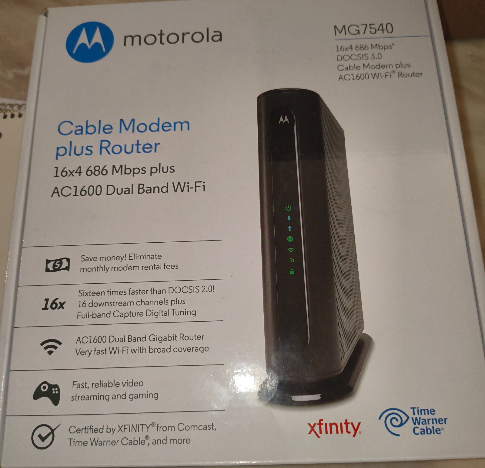 Motorola MG7540-10 16x4 Cable Modem - GREY