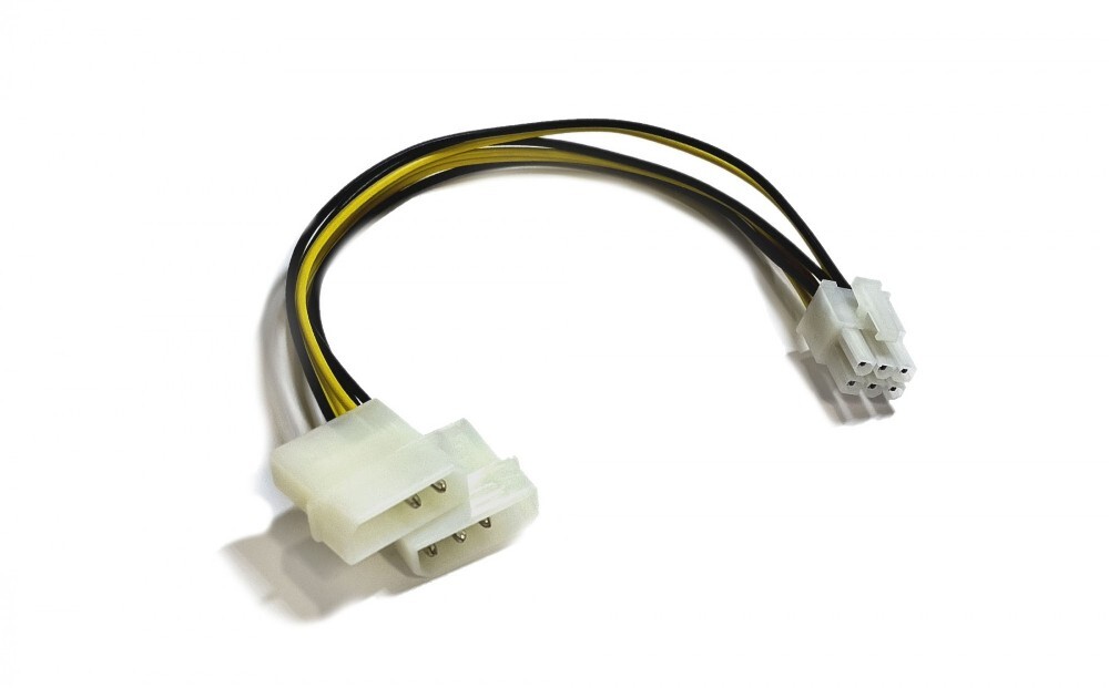 8" 4 Pin Molex x2 to PCI-E Express 6 Pin DC Cable Video Card Power Supply