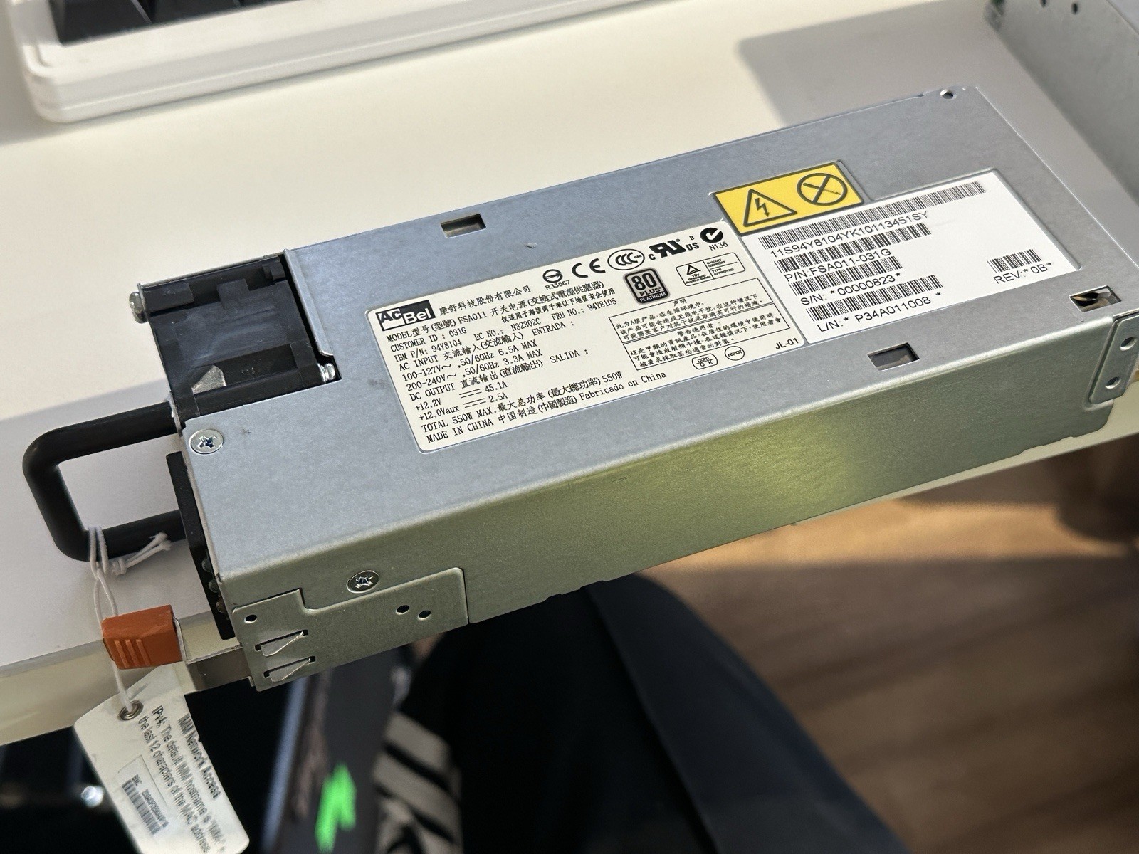 IBM 550w Server Power Supply 80 Plus Platinum X3550 M4