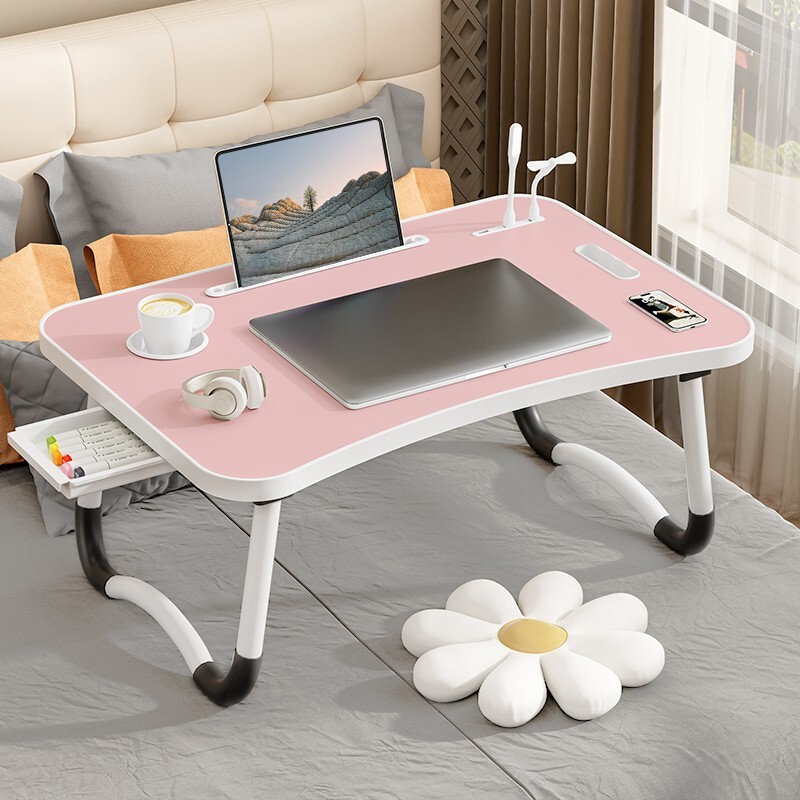 Foldable Laptop Desk – USB Light, Fan, Cup Holder, Handle & Tablet Slot