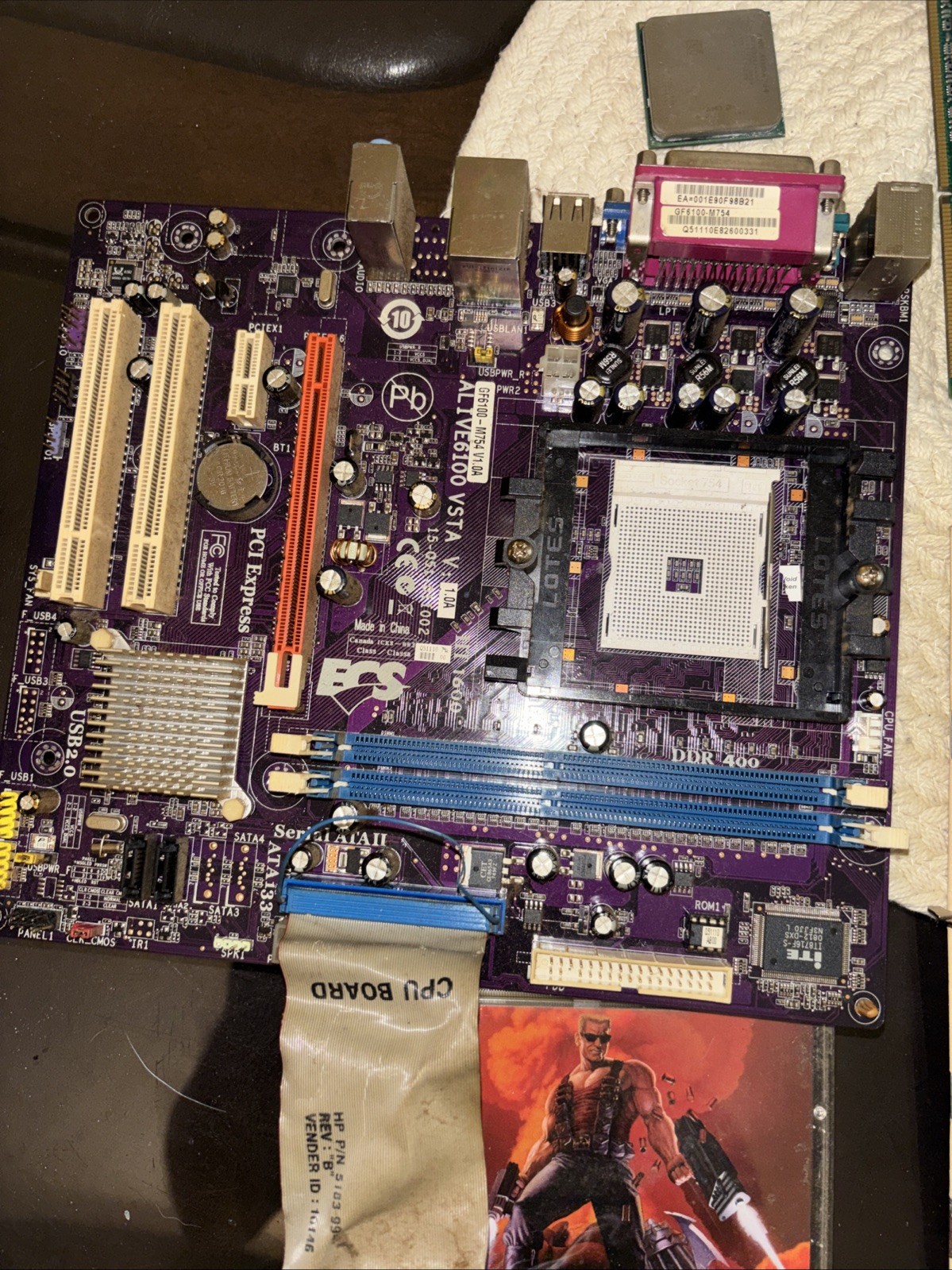 Retro Pc Gaming Bundle Ecs Alive6100-VSTA Motherboard 430w PSU ￼ Windows Xp Disk