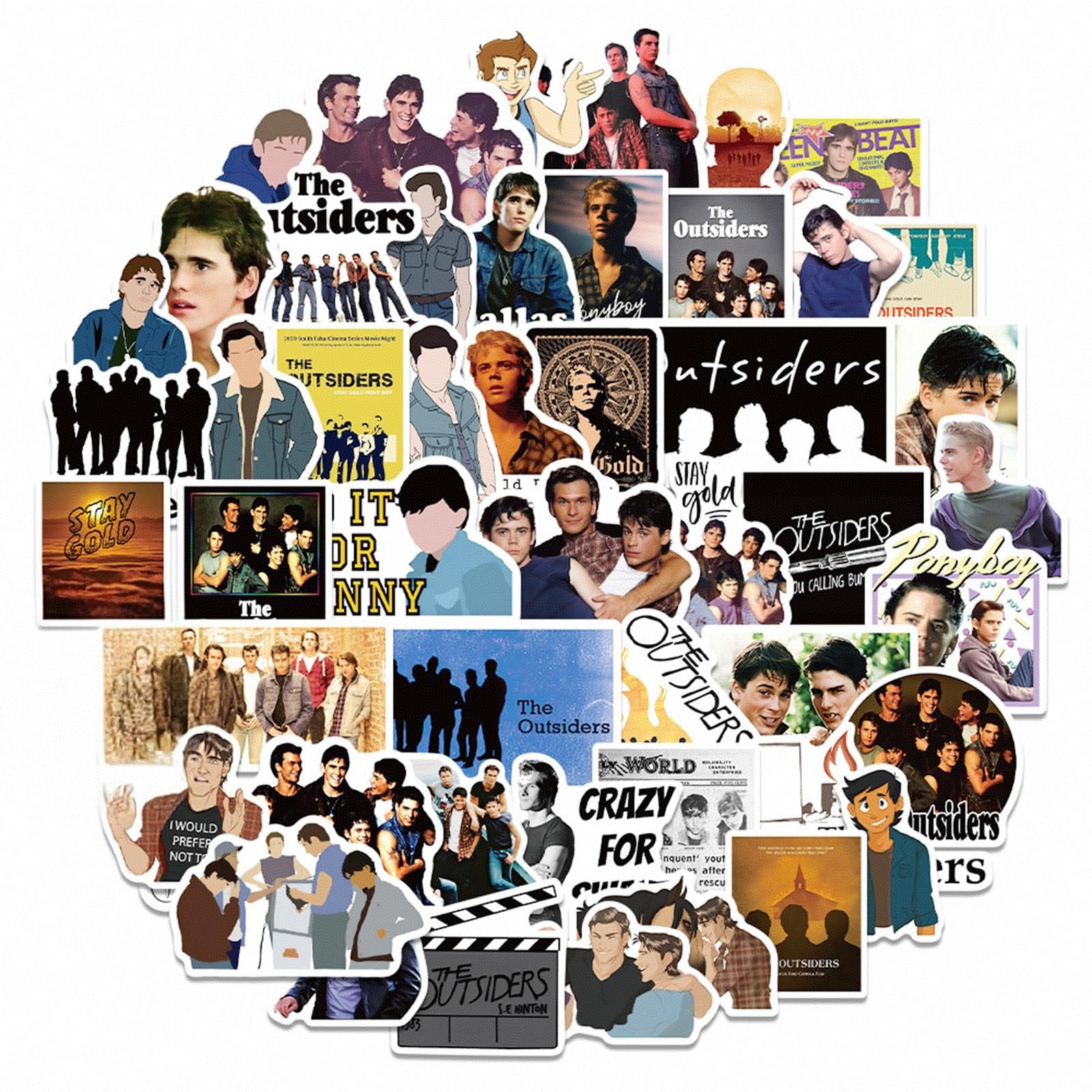 The Outsiders Stickers 50 Pcs Waterproof, Detachable and Appropriate Size, C