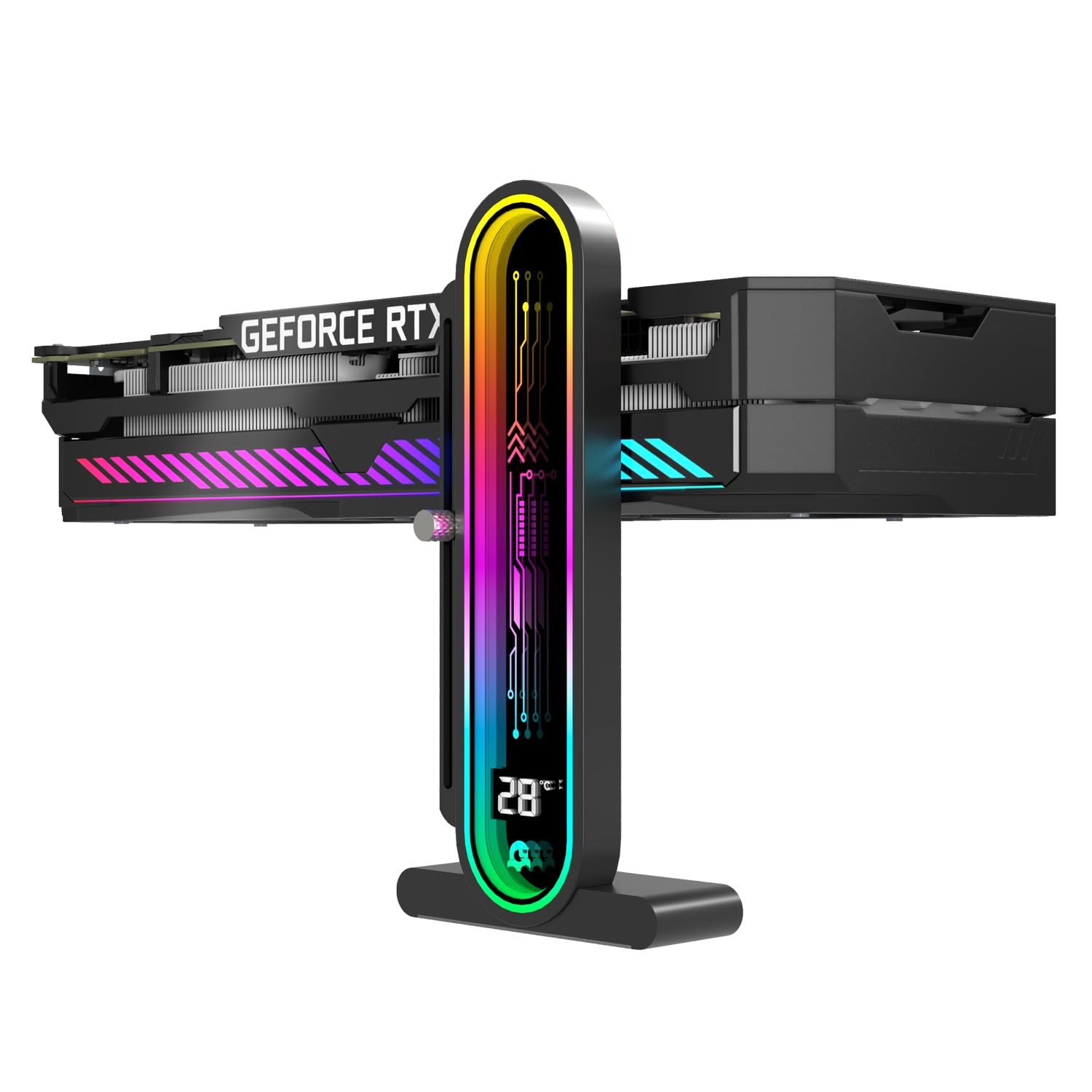 GPU Support Bracket with ARGB & Temp Display, Height Adjustable Bracket