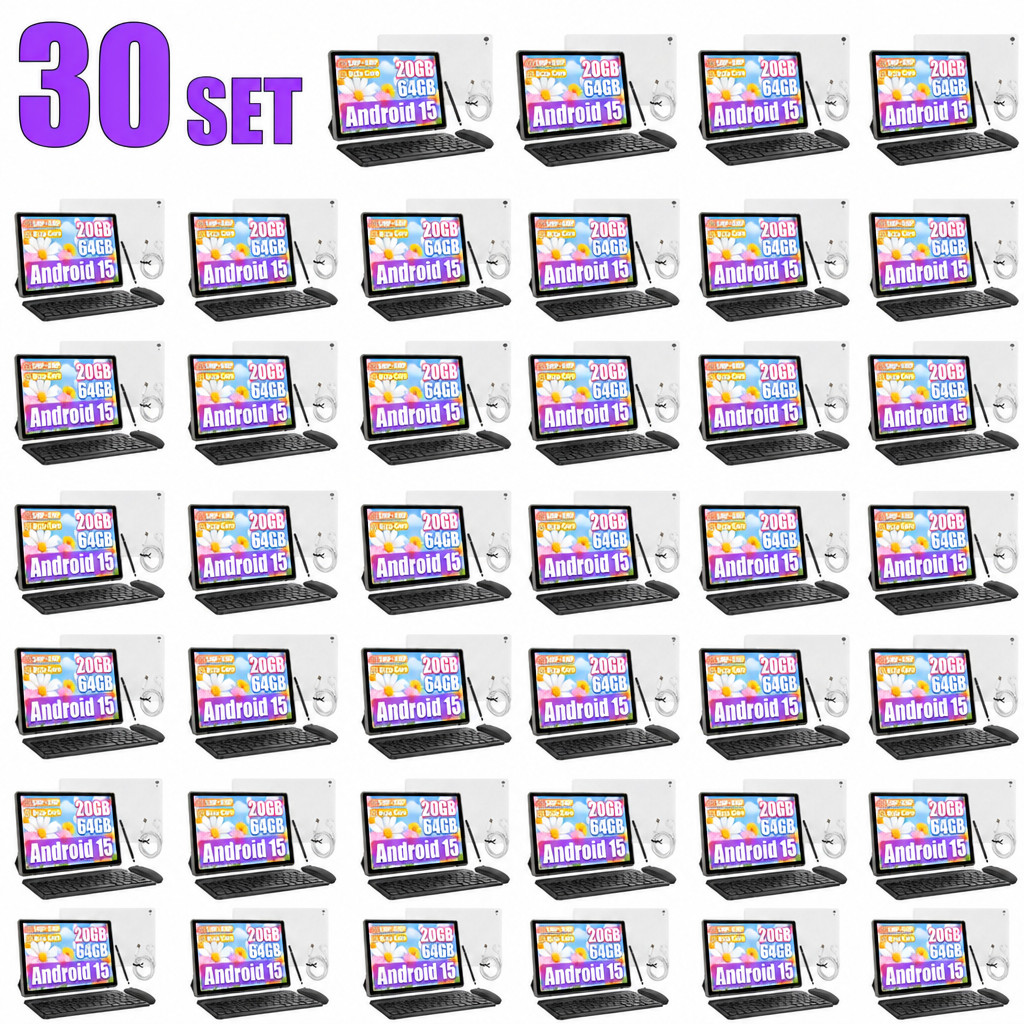 30Set 10.1in Tablet Android 15 Octa-Core 20GB+64GB ROM 1TB TF IPS Touch 5000mAh