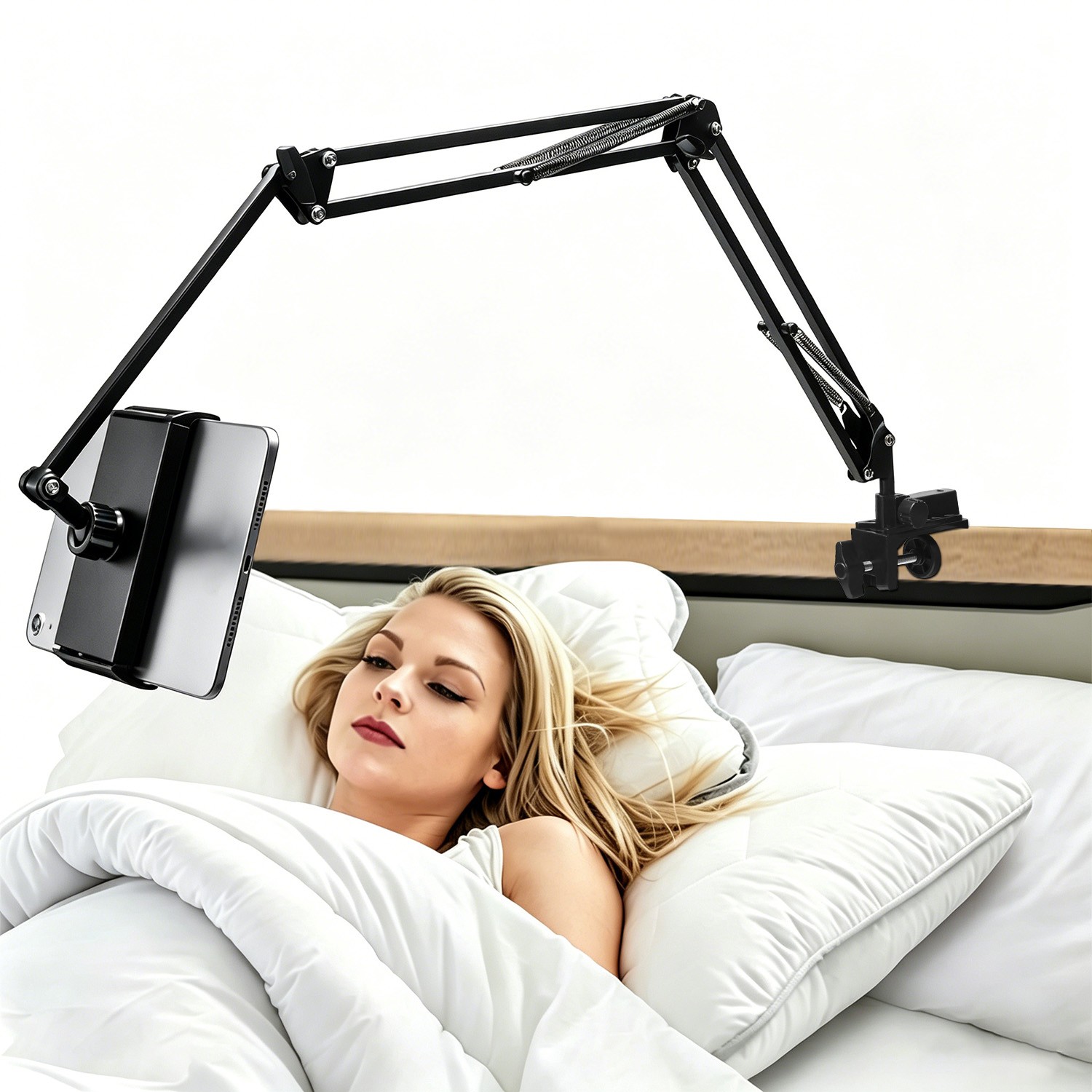 Extendable Mobile Phone Tablet Holder - Metal Bracket Cantilever Stand for Desk