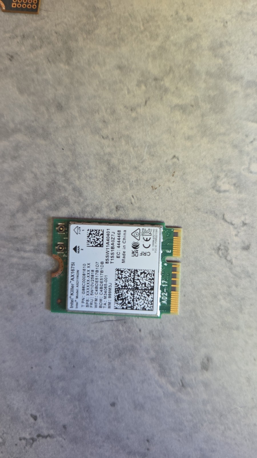 INTEL AX211NGW M.2 2230 PCI-E WIFI 6E 802.11AX BLUETOOTH 5.3 CARD G86C00081610