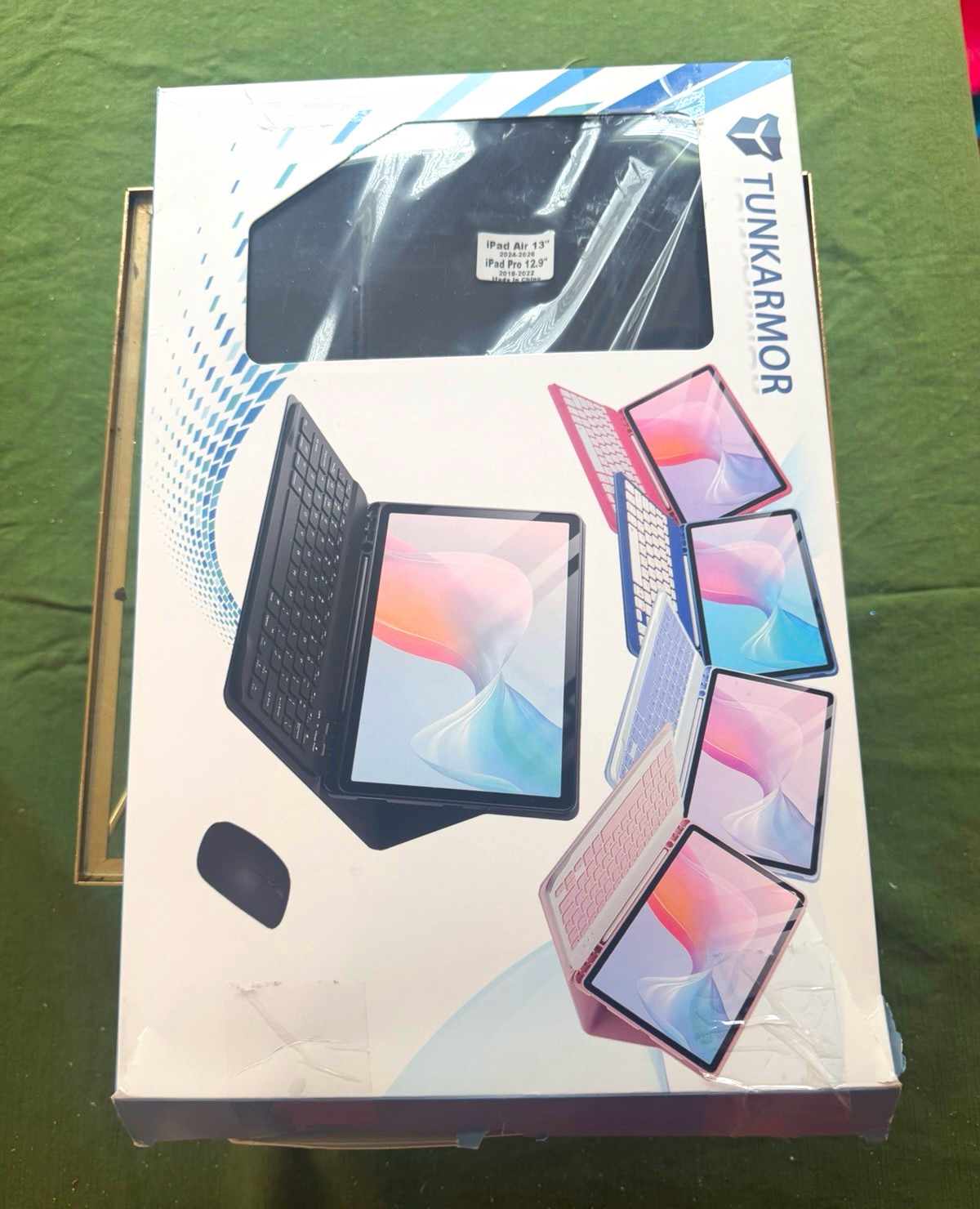 TUNKARMOR Bluetooth Magnetic PU Keyboard Folio+Mouse iPad Air 13 M2/Pro 12.9