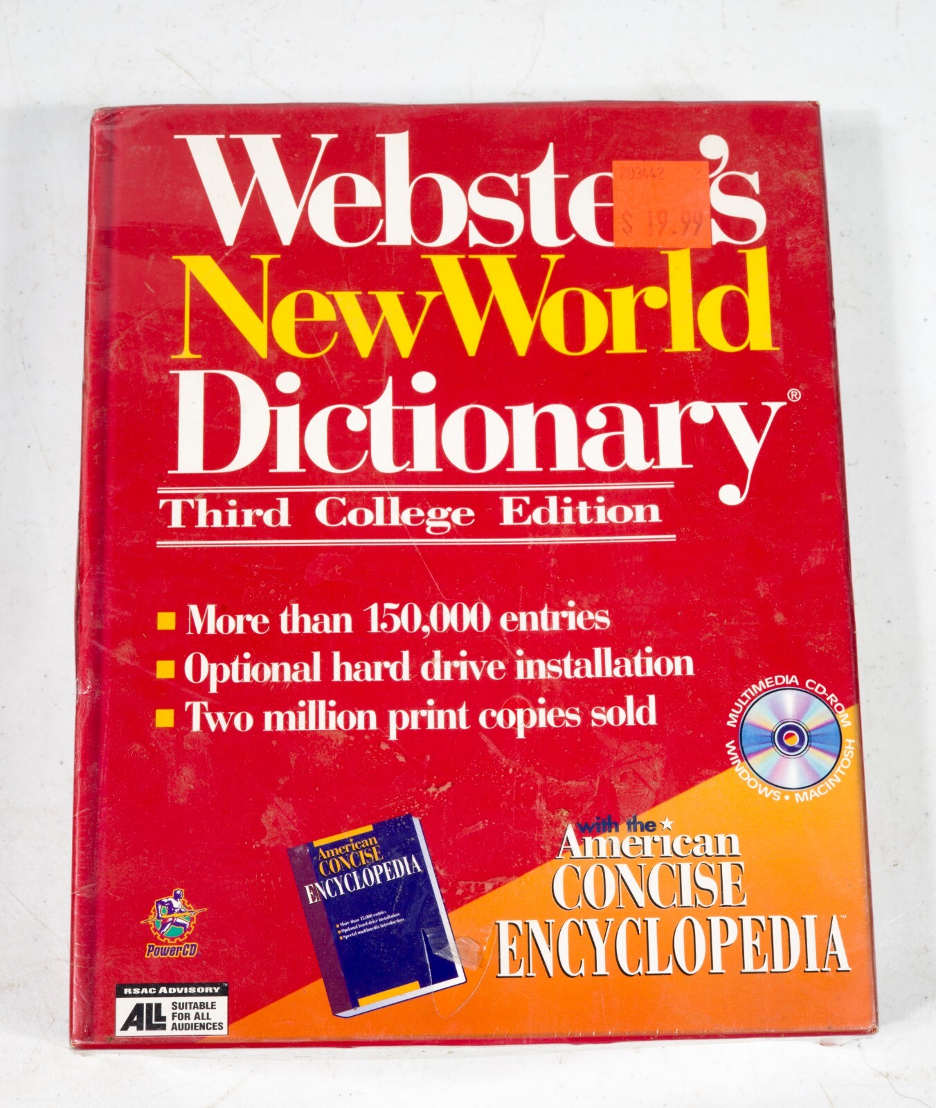 Vintage Webster's New World Dictionary  Mac OS 7 Windows 3.1 NOS NEW ST533B01