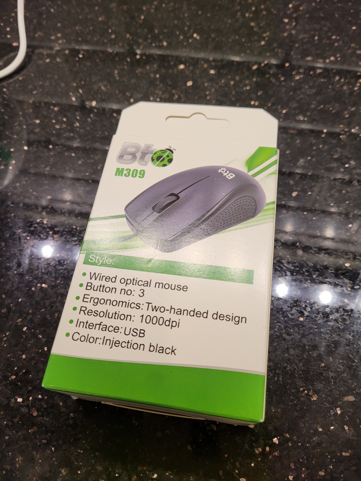 High Precision Optical Mouse BTO M309 Wired USB 3 Button Ergonomic 1000dpi New
